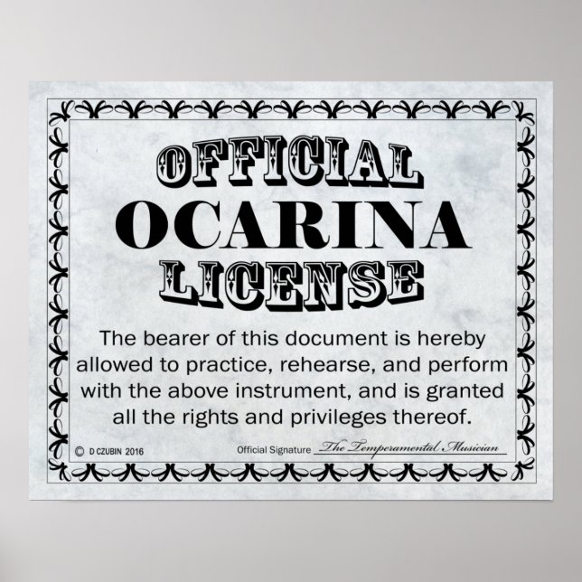 Ocarina License Poster (Front)