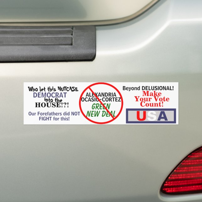 Ocasio-Cortez Green New Deal Bumper Sticker (On Car)