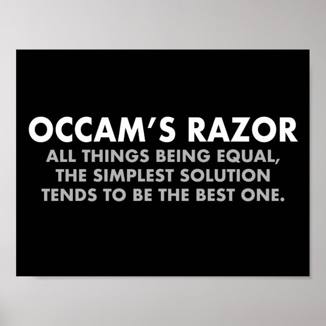 Occam's Razor Definition Science Classroom Poster (Front)
