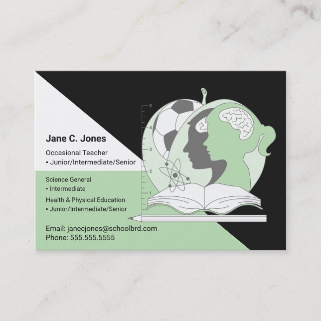 Occasional Teacher Children's Educator School Business Card (Front)