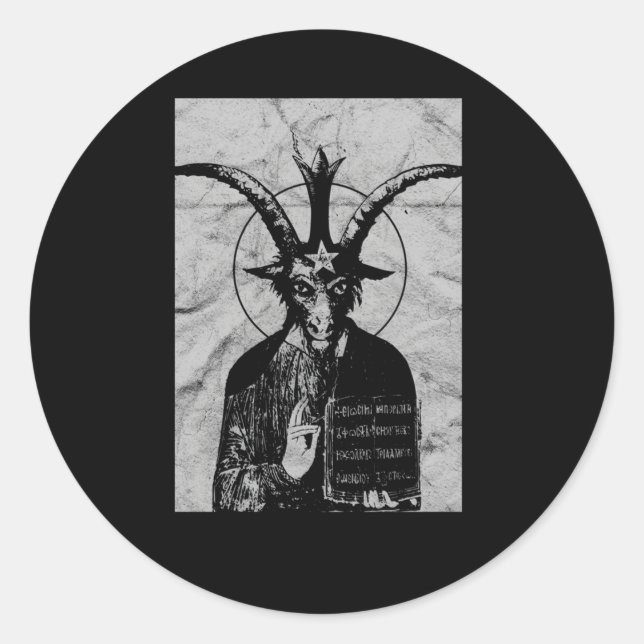 Occult Baphomet Gothic Grunge Satan Devil Black Lu Classic Round Sticker (Front)