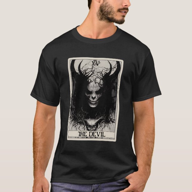 Occult Dark Horror The Devil Tarot Card T-Shirt (Front)