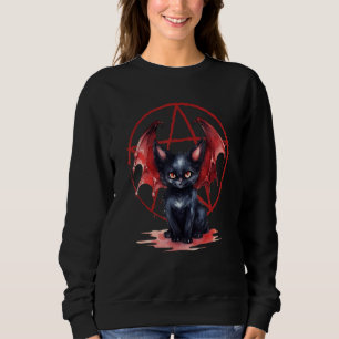 Occult Devil Cat Satanic Pentagram Wicca Pentacle Sweatshirt