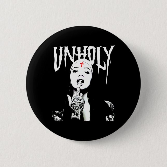 Occult Gothic Dark Satanic Nun Tattoos Unholy Nun  6 Cm Round Badge (Front)