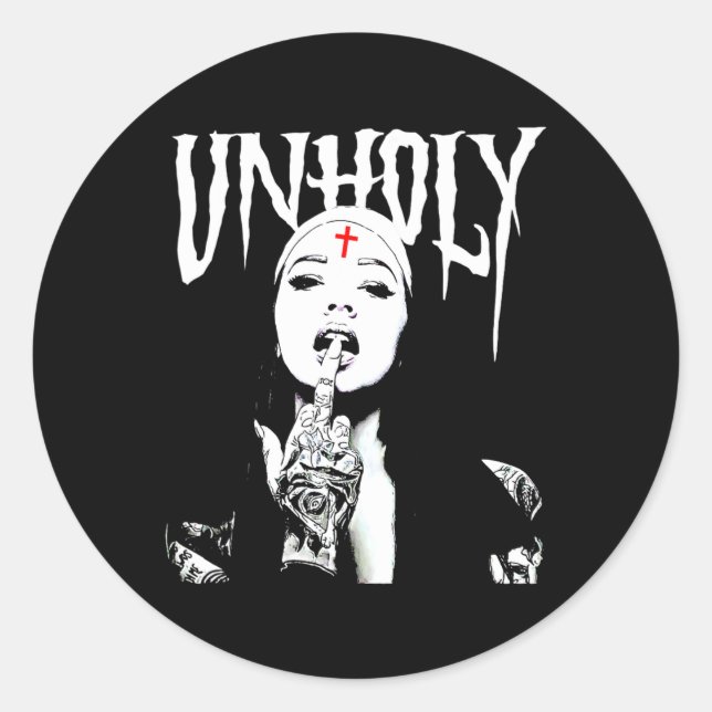 Occult Gothic Dark Satanic Nun Tattoos Unholy Nun  Classic Round Sticker (Front)