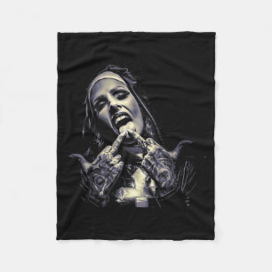 Occult Gothic Dark Satanic Nun Tattoos Unholy Nun Fleece Blanket