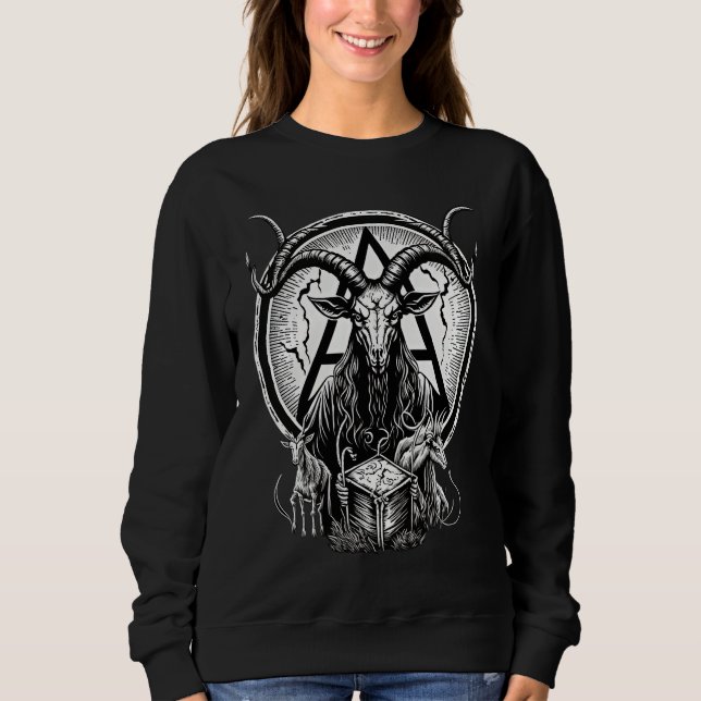Occult Gothic Demon Head  Baphomet With Horns Sweatshirt (Front)