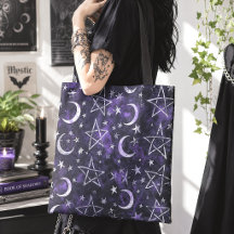 Occult Gothic Moon and pentagrams