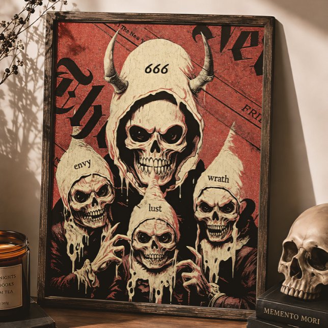 Occult Horror Seven Deadly Sins Skeleton Devil Poster (Creator Uploaded)