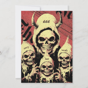 Occult Horror Skeletons Devil Sins Holiday Card