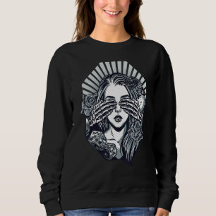 Occult Magic Skeleton Woman Rose Dice Sweatshirt