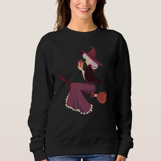 Occult Magic Witch Flying Broom Sweatshirt (Front)