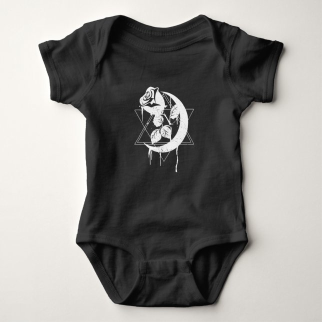Occult Moon Rose Goth Gothic Baby Bodysuit (Front)
