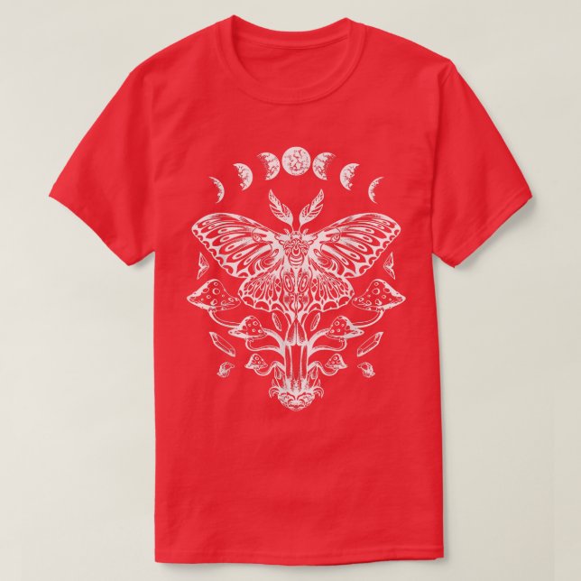 Occult Moth Moon Soft Grunge Goth Gothic Aesthetic T-Shirt (Design Front)