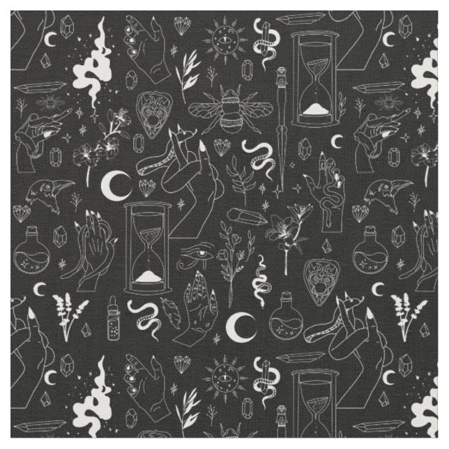 occult mystical esoteric witchcraft crystals black fabric (Close Up)