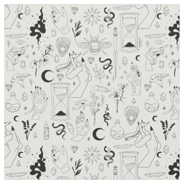 occult mystical esoteric witchcraft crystals white fabric (Close Up)