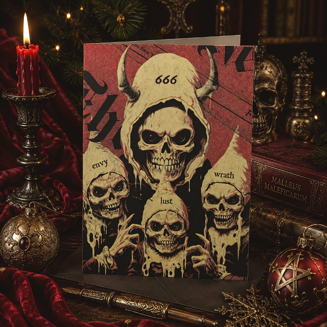 Occult Skeletons & Devil Gothic Horror Christmas Holiday Card (Creator Uploaded)