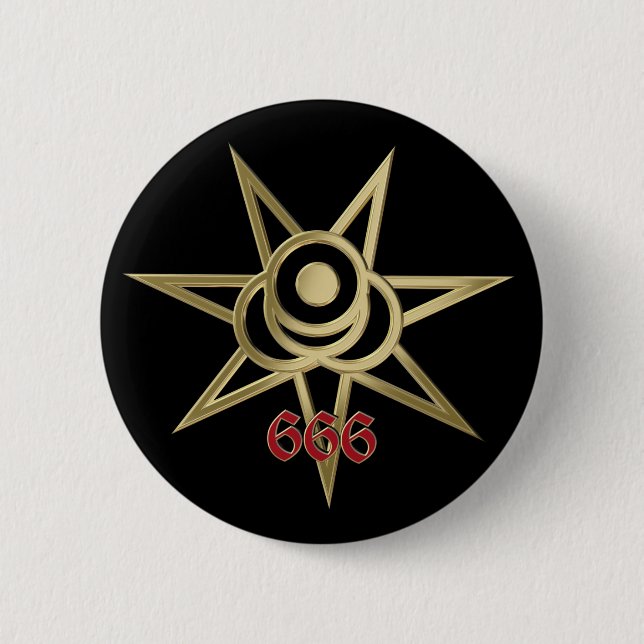 Occult symbol septagram 6 cm round badge (Front)