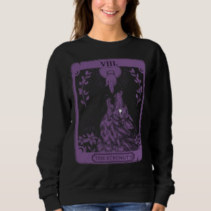 Occult Tarot Card Strength of Wolf Design Dark Wit Sweatshirt