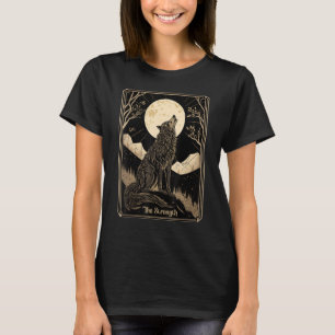 Occult Tarot Card, Wolf howling Moon, Goth Dark Wi T-Shirt
