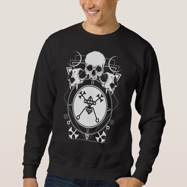 Occult Wicca Skull Goth Skeleton Gothic Pagan Witc Sweatshirt (Front)