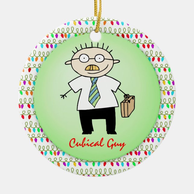 Occupation Cubical Office Guy Funny  Personalised Ceramic Tree Decoration (Front)
