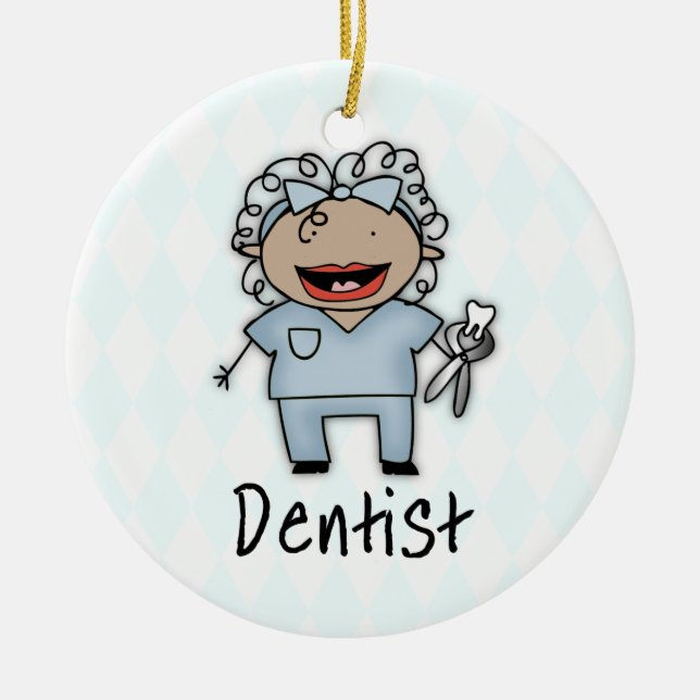 Occupation Dentist Professional Female Ceramic Tree Decoration (Front)