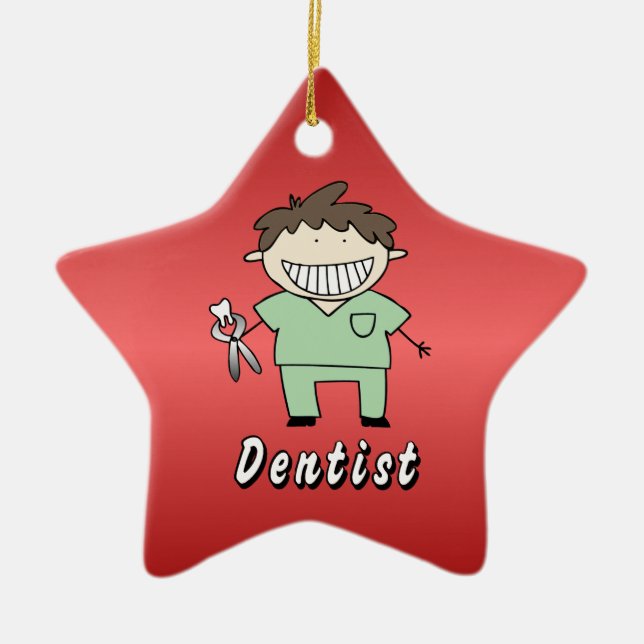 Occupation Dentist Professional Male Personalised Ceramic Tree Decoration (Front)