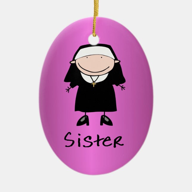 Occupation Nun Religious Vocation  Personalised Ceramic Tree Decoration (Front)