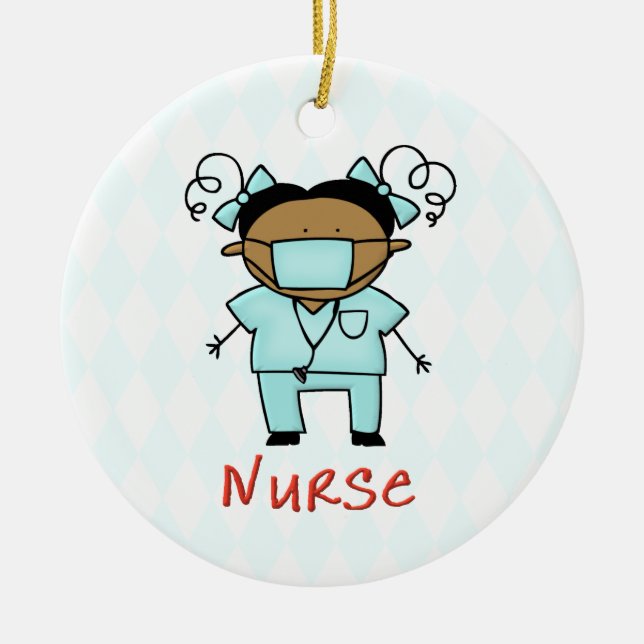 Occupation Nurse Custom Personalised Ceramic Tree Decoration (Front)