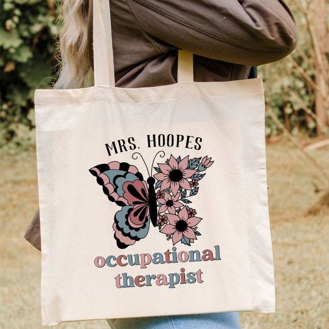 Occupational Therapist Butterfly Boho Personalised Tote Bag (Creator Uploaded)