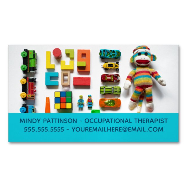 Occupational Therapist Child Therapy Play Toys Magnetic Business Card (Front)