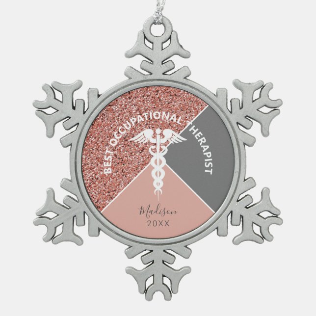 Occupational Therapist Christmas Personalised  Snowflake Pewter Christmas Ornament (Front)