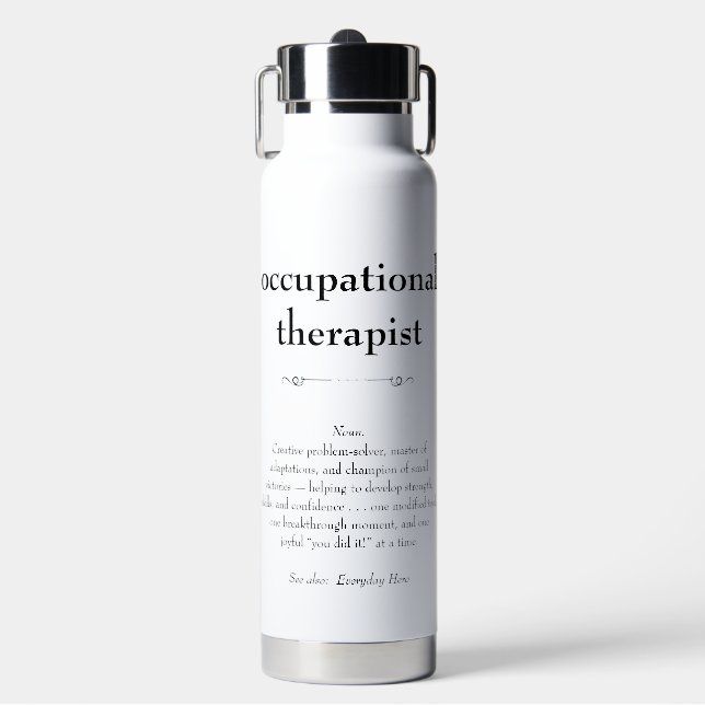 Occupational Therapist Definition Thank You Gift Water Bottle (Front)