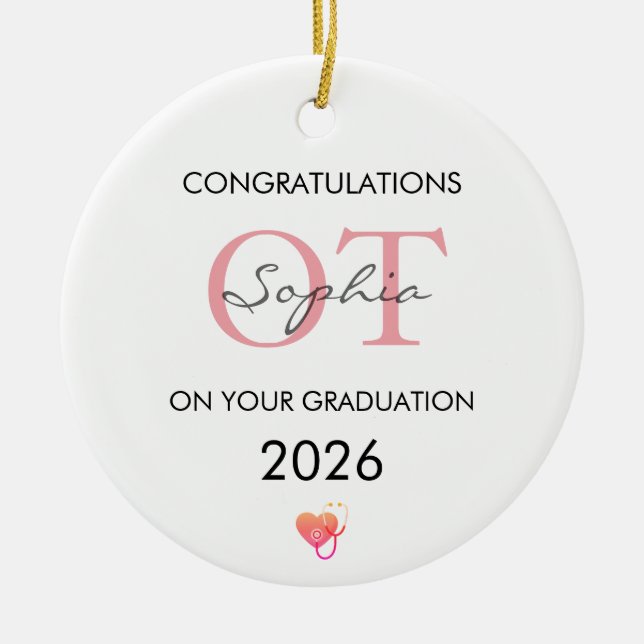 Occupational Therapist Graduation Personalised Ceramic Tree Decoration (Front)