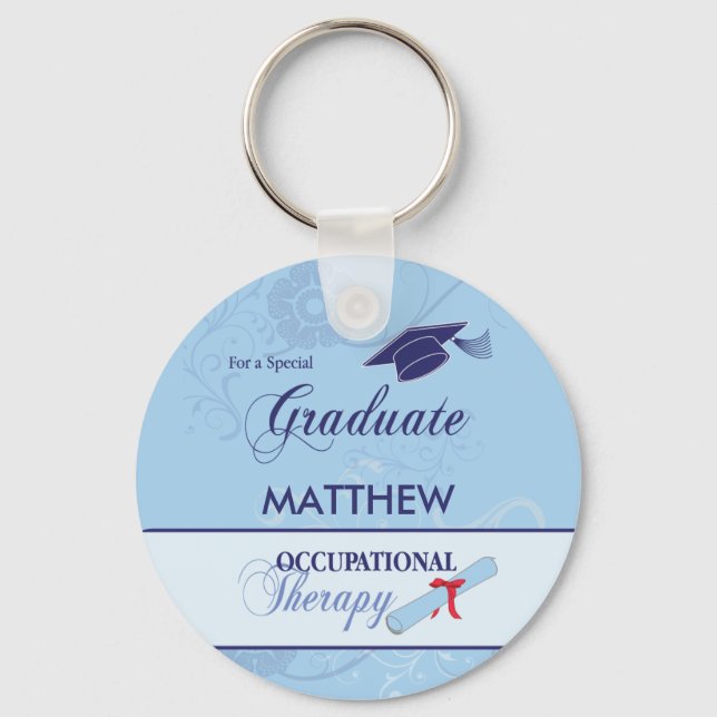Occupational Therapist Graduation Swirl Round Gift Key Ring (Front)