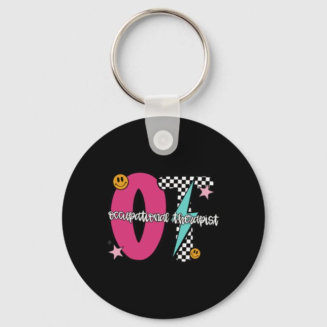 Occupational Therapist Retro Chequered Ot Graduati Key Ring (Front)