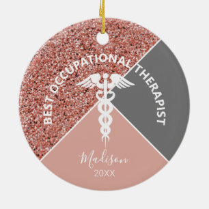 Occupational Therapist Rose Gold Customised Name Ceramic Tree Decoration