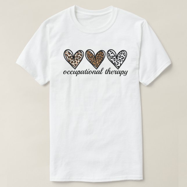Occupational Therapy Cheetach Print Heart T-Shirt (Design Front)