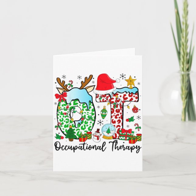 Occupational Therapy Christmas Lights Santa Hat Ot Card (Front)