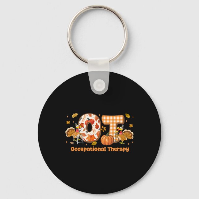 Occupational Therapy Groovy Turkey Autumn Thanksgi Key Ring (Front)