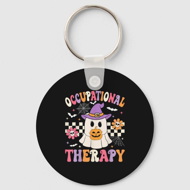 Occupational Therapy Halloween Ot Retro Ghost Ot H Key Ring (Front)