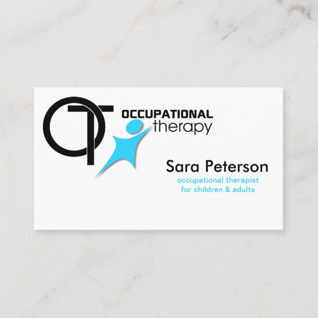 Occupational Therapy - OT - Black Sky Blue Calling Card (Front)
