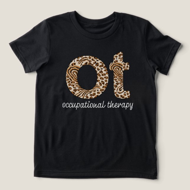 Occupational Therapy OT Cheetah Print Tri-Blend Shirt (Design Front)