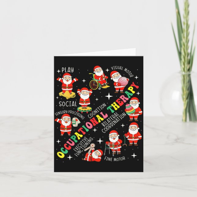 Occupational Therapy Retro Groovy Ot Santa Therast Card (Front)