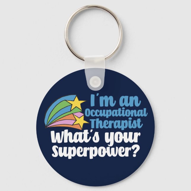 Occupational Therapy Superhero Cute Blue OT Key Ring (Front)