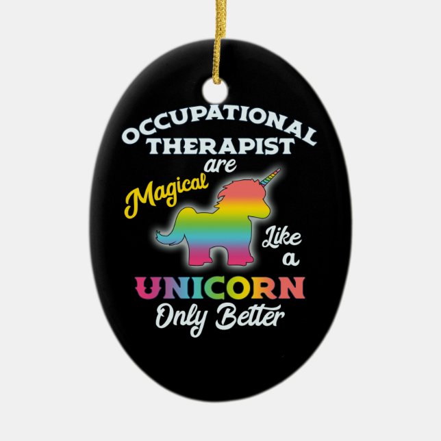 Occupational Therapy Unicorn OT Therapist Ceramic Tree Decoration (Front)