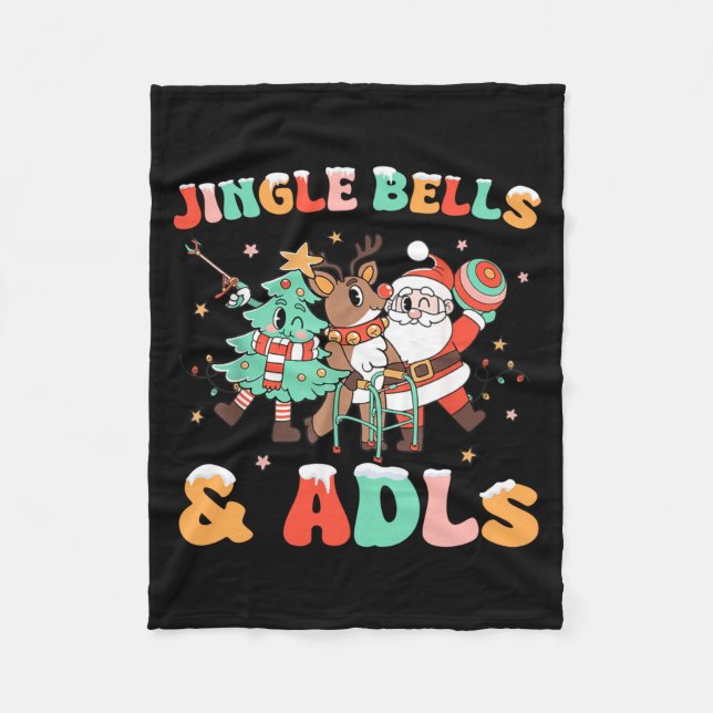 Occupational Therapy Xmas Reindeer Santa Adls New  Fleece Blanket (Front)