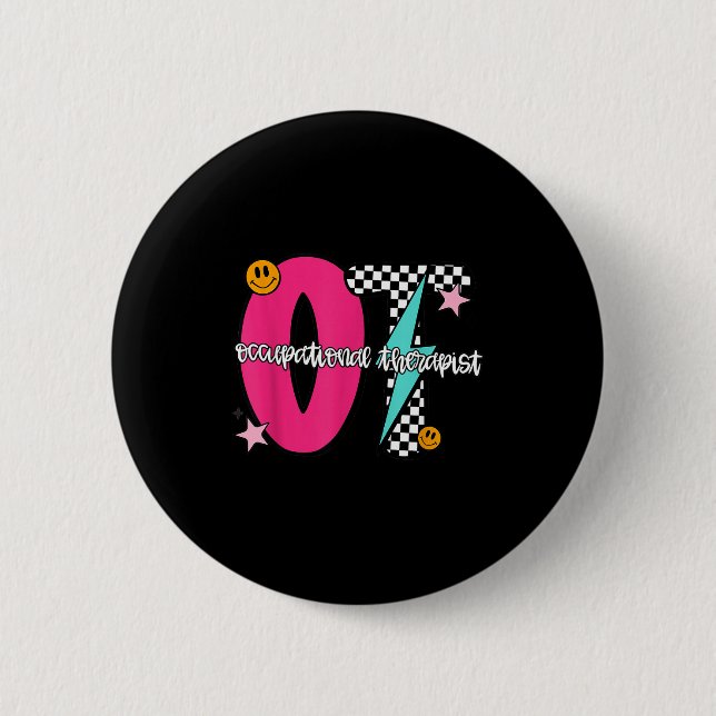 Occupational Therast Retro Checkered Ot Graduation 6 Cm Round Badge (Front)