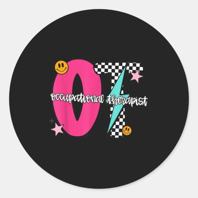 Occupational Therast Retro Checkered Ot Graduation Classic Round Sticker (Front)
